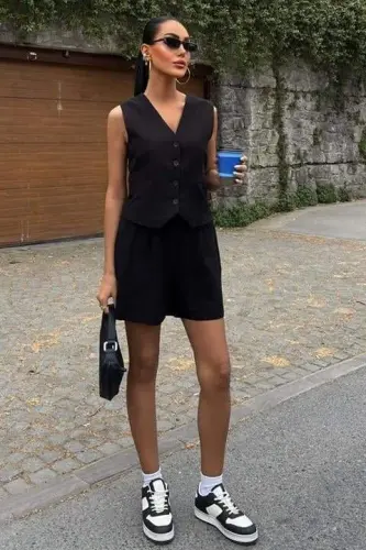 Yelek Short Flamli Keten Takımı 10133-17 - 3