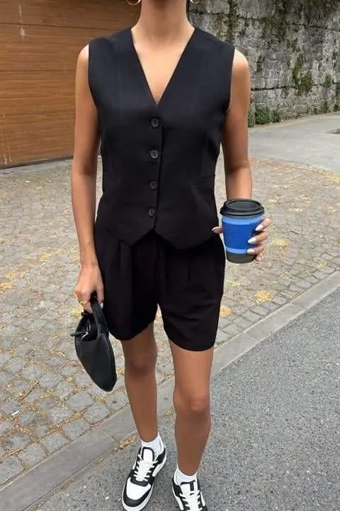 Yelek Short Flamli Keten Takımı 10133-17 - 5