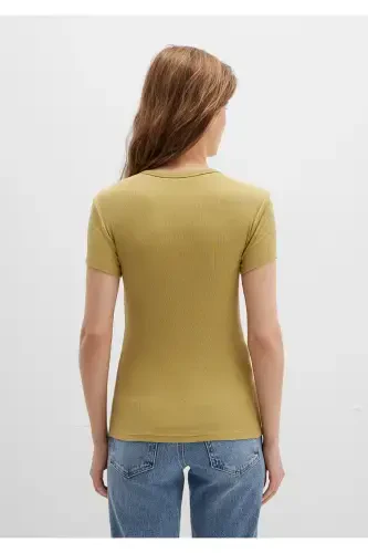 Yellow Basic T-Shirt Fitted / Slim Fit 1613081-70217-Brown - 10