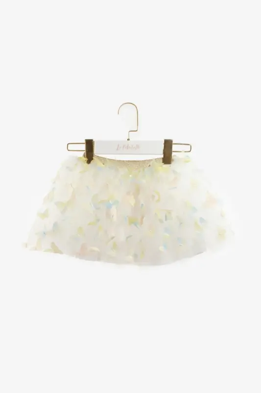Yellow Butterfly Appliqued Girl's Tulle Skirt - Pauline-Yellow - LE MABELLE