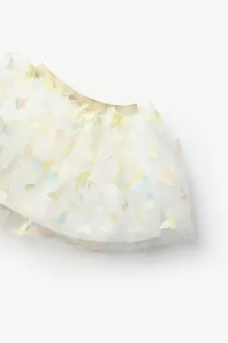 Yellow Butterfly Appliqued Girl's Tulle Skirt - Pauline-Yellow - LE MABELLE (1)