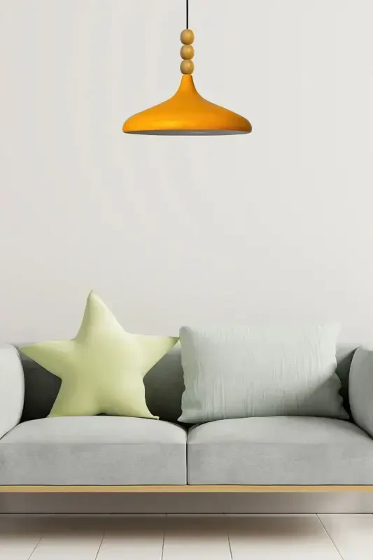 Yellow Champion Wooden Beaded Single Chandelier Pendant Living Room Kitchen Boutique Lamp-yellow - 2