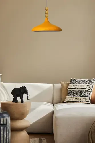 Yellow Champion Wooden Beaded Single Chandelier Pendant Living Room Kitchen Boutique Lamp-yellow - 5