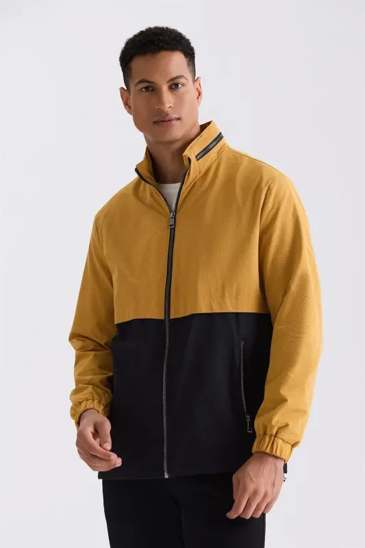 Yellow Comfort Fit Button-Down Neck Inter-Season Jacket - 3