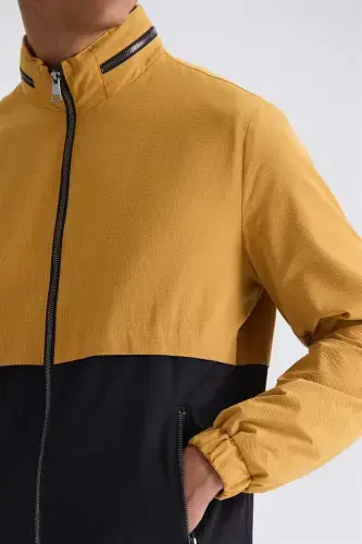 Yellow Comfort Fit Button-Down Neck Inter-Season Jacket 