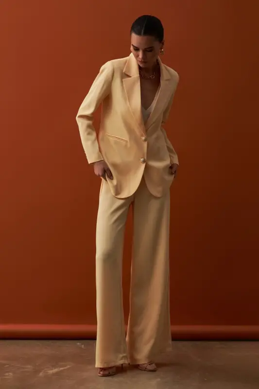 Yellow Crepe Pants-YELLOW - 2