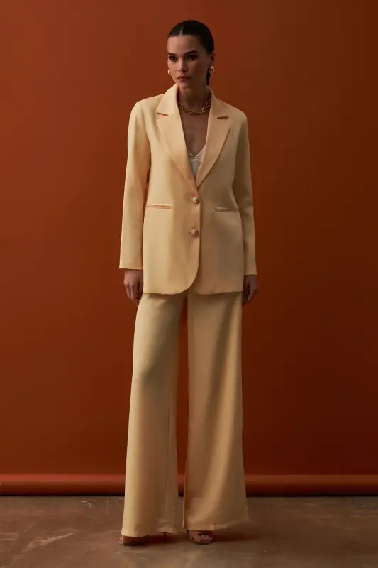 Yellow Crepe Pants-YELLOW - 3