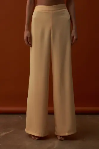 Yellow Crepe Pants-YELLOW - 4