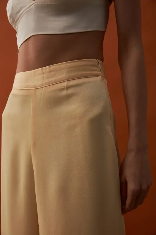 Yellow Crepe Pants-YELLOW - 5