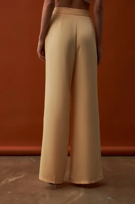 Yellow Crepe Pants-YELLOW - 6