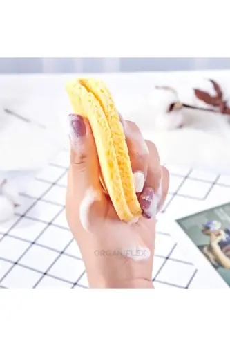 Yellow Facial Cleansing Sponge Oval 2 Pack - MUGGIO (1)