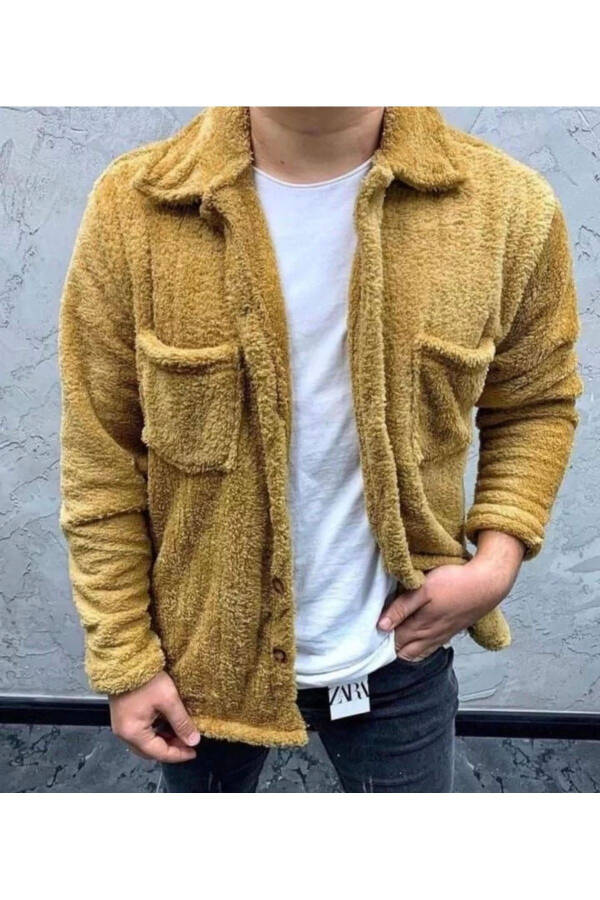 Yellow fleece buttoned cardigan - 1