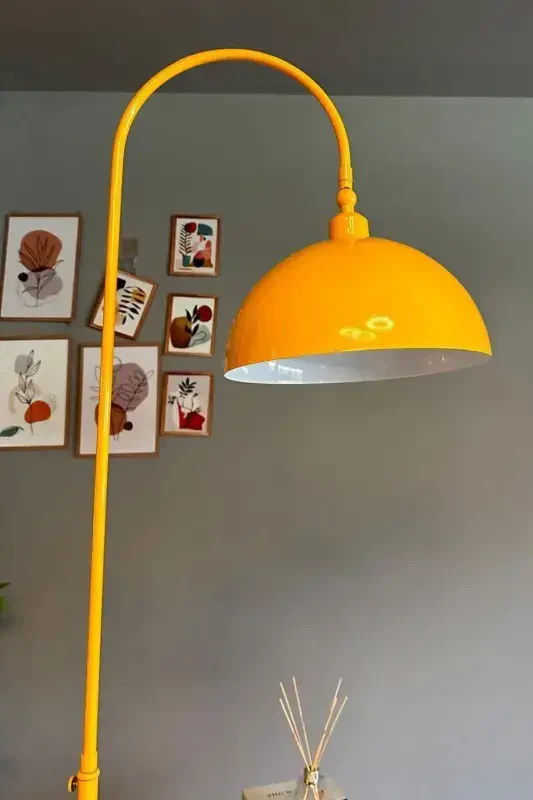 Yellow Floor Lamp Adjustable Head Modern Decorative Metal Living Room Study Room Floor Lamp-Yellow - 1