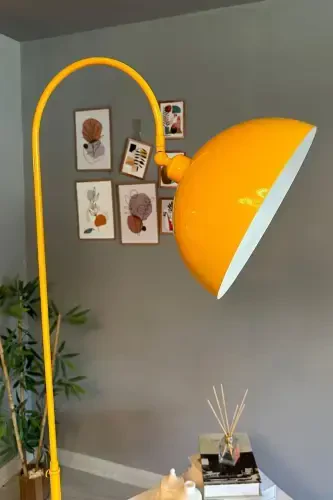 Yellow Floor Lamp Adjustable Head Modern Decorative Metal Living Room Study Room Floor Lamp-Yellow - BAMYUM (1)