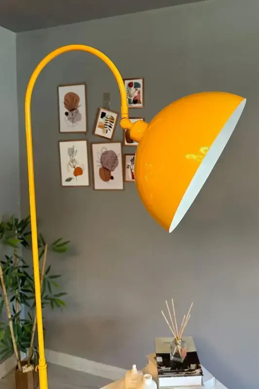 Yellow Floor Lamp Adjustable Head Modern Decorative Metal Living Room Study Room Floor Lamp-Yellow - 2