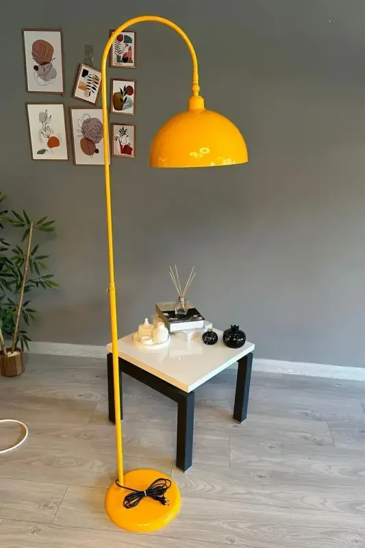 Yellow Floor Lamp Adjustable Head Modern Decorative Metal Living Room Study Room Floor Lamp-Yellow - 3