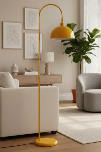 Yellow Floor Lamp Adjustable Head Modern Decorative Metal Living Room Study Room Floor Lamp-Yellow 