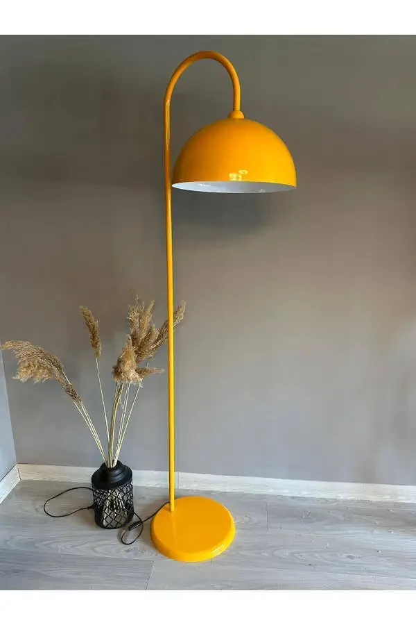 Yellow Floor Lamp Modern Decorative Metal Living Room Study Room - 11