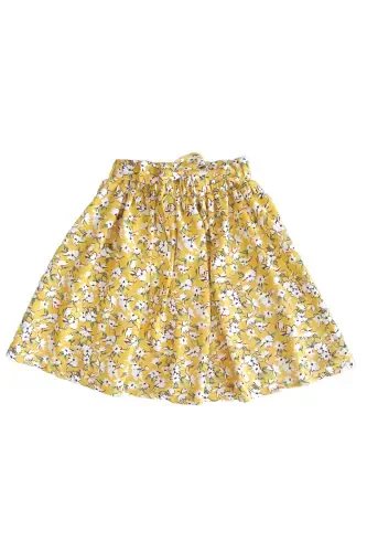 Yellow Floral Cotton Viscose Girl Skirt-Yellow - MODA59 (1)
