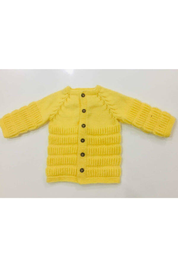 Yellow Hand-Knit Baby Cardigan - 1
