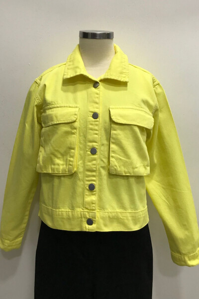 Yellow Jean Jacket with Flap Pockets for Girls - 2