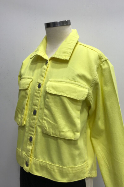 Yellow Jean Jacket with Flap Pockets for Girls - 4