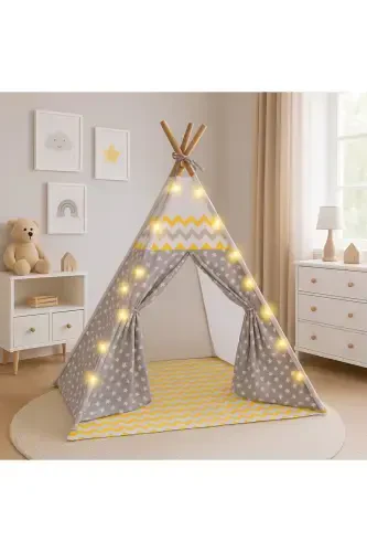 Yellow Lighted Indian Play Tent - 1
