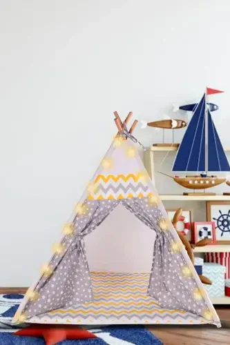 Yellow Lighted Indian Play Tent - BILA BABY (1)