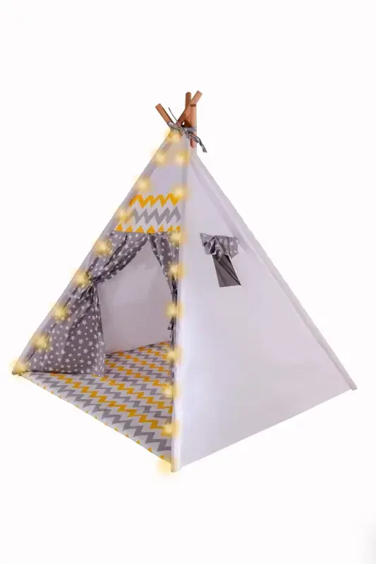 Yellow Lighted Indian Play Tent - 5