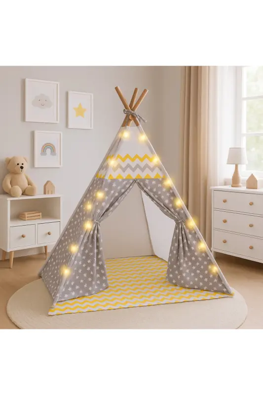 Yellow Lighted Indian Play Tent - 3