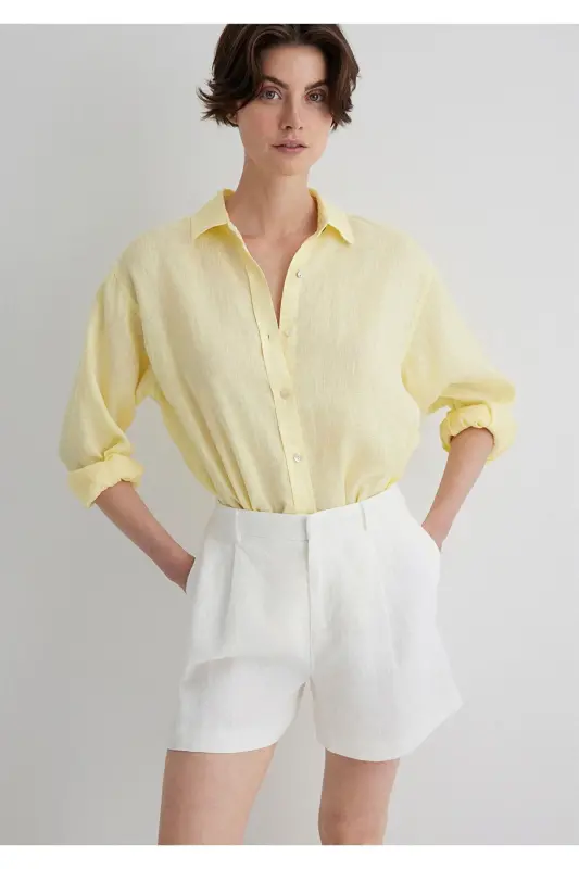 Yellow Linen Shirt Loose Fit 1210 - MAVI