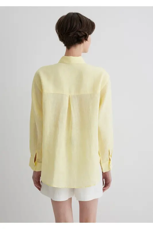 Yellow Linen Shirt Loose Fit 1210 - 5