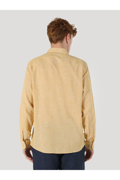 Yellow long-sleeved regular fit men's shirt - 2