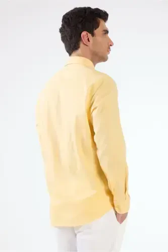 Yellow Men's Regular Fit Oxford Brent Button-Down Collar Long Sleeve Shirt - 94862 - 3
