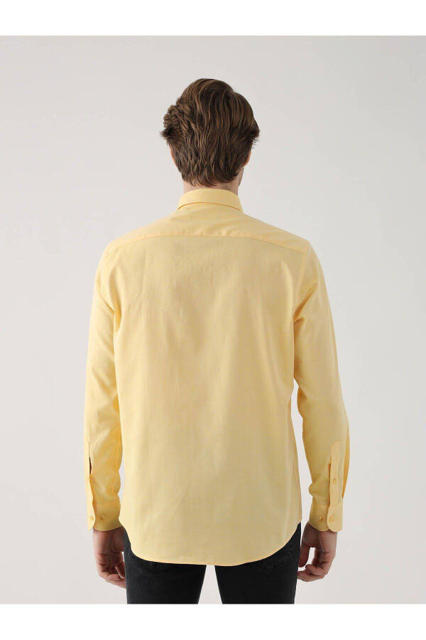 Yellow Men's Regular Fit Oxford Brent Button-Down Collar Long Sleeve Shirt - 94862 - 11