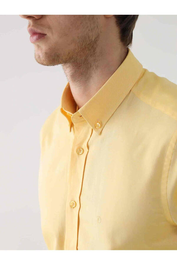 Yellow Men's Regular Fit Oxford Brent Button-Down Collar Long Sleeve Shirt - 94862 - 12