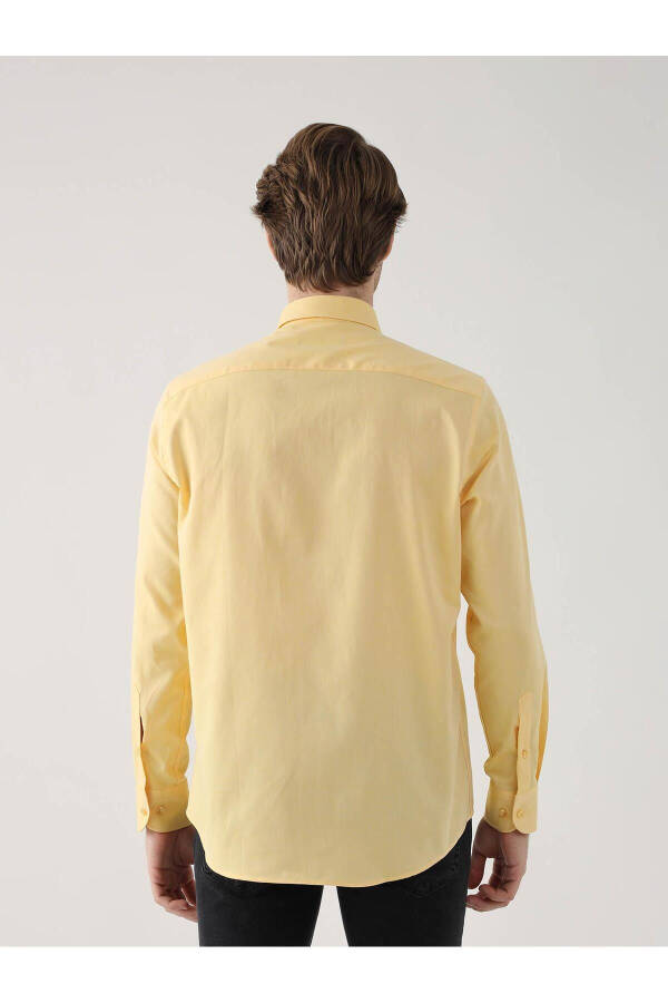 Yellow Men's Regular Fit Oxford Brent Button-Down Collar Long Sleeve Shirt - 94862 - 5