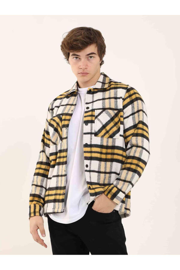Yellow Mens Regular Fit Plaid Pattern Brent Collar Long Sleeve Lumberjack Shirt - 90497 - 2