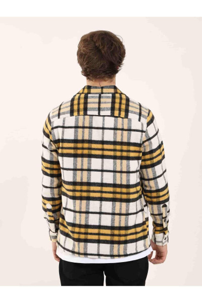 Yellow Mens Regular Fit Plaid Pattern Brent Collar Long Sleeve Lumberjack Shirt - 90497 - 4