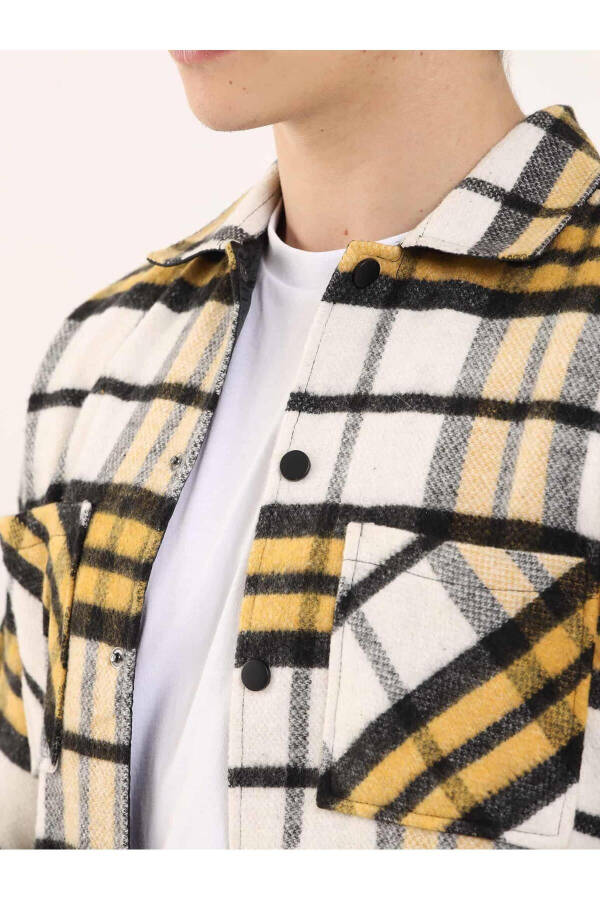 Yellow Mens Regular Fit Plaid Pattern Brent Collar Long Sleeve Lumberjack Shirt - 90497 - 5