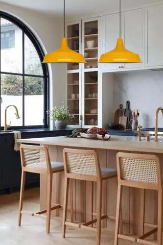 Yellow Noble Single Chandelier Retro Pendant Office Reception Showroom Living Room Kitchen Chandeliers Lamp - Yellow 2 - BAMYUM (1)