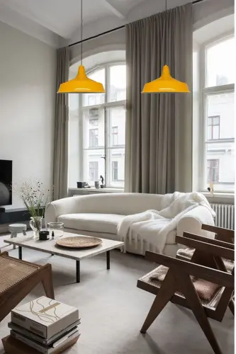 Yellow Noble Single Chandelier Retro Pendant Office Reception Showroom Living Room Kitchen Chandeliers Lamp - Yellow 2 - 4
