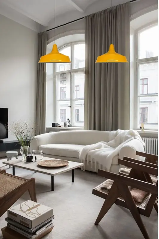 Yellow Noble Single Chandelier Retro Pendant Office Reception Showroom Living Room Kitchen Chandeliers Lamp - Yellow 2 - 4