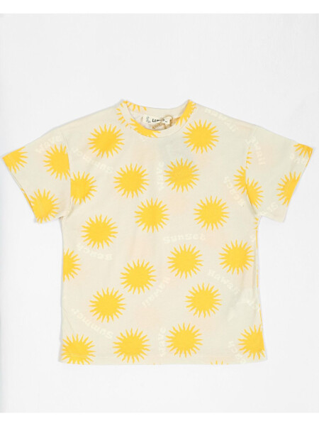 Yellow Oversized Short Sleeve T-Shirt with Kids Pattern - LC WAIKIKI