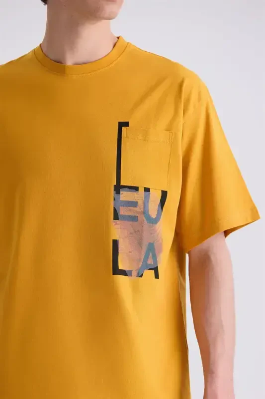 Yellow Oversized Text Printed Bike Collar T-Shirt - 3