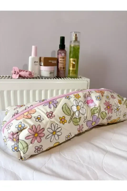 Yellow Purple Floral Hair Curler Straightener Bag Travel Bag for Airwrap Airstrait- Yellow Purple Floral - 4