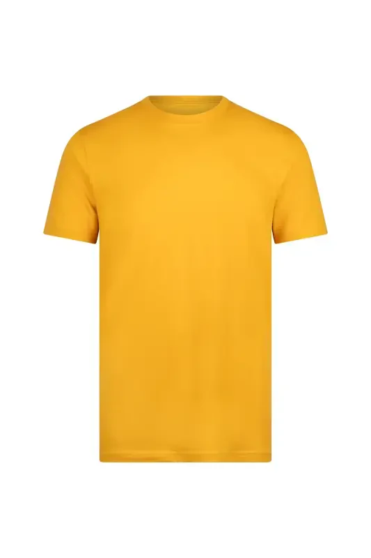 Yellow Regular Fit Crew Neck Cotton Basic T-Shirt-Yellow - 1