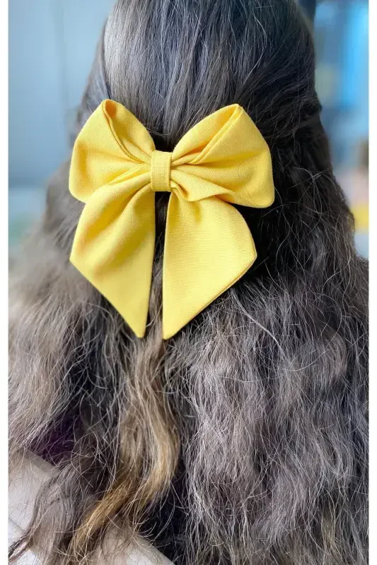 Yellow Ribbon Bow Barrette / Summer Hair Clip-YELLOW - 1