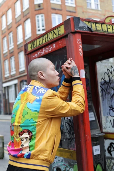 Yellow Rio Ikigai Custom Hand-Drawn Digital Printed Zippered Lined Men's Genuine Leather Bomber Jacket - DERIDERIM (1)