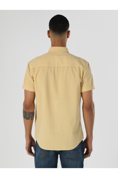 Yellow, short-sleeved, regular fit men's t-shirt - 2